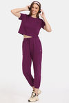 Rosaline Crop Length Loungewear Top - Plum Caspia — thumbnail 4